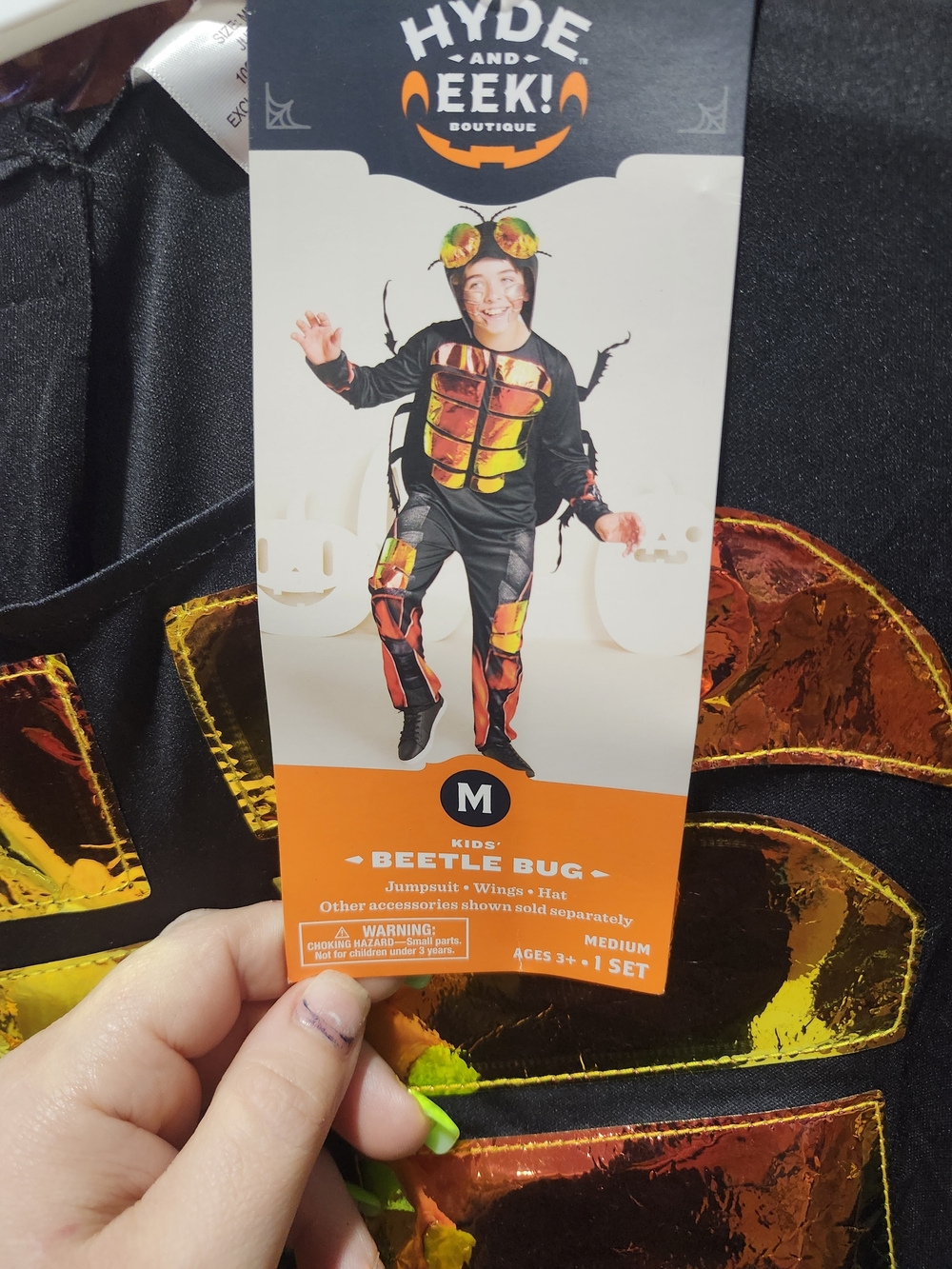 Hyde & Eek! Kids Beetle Bug Costume - Black with Metallic Orange/Gold